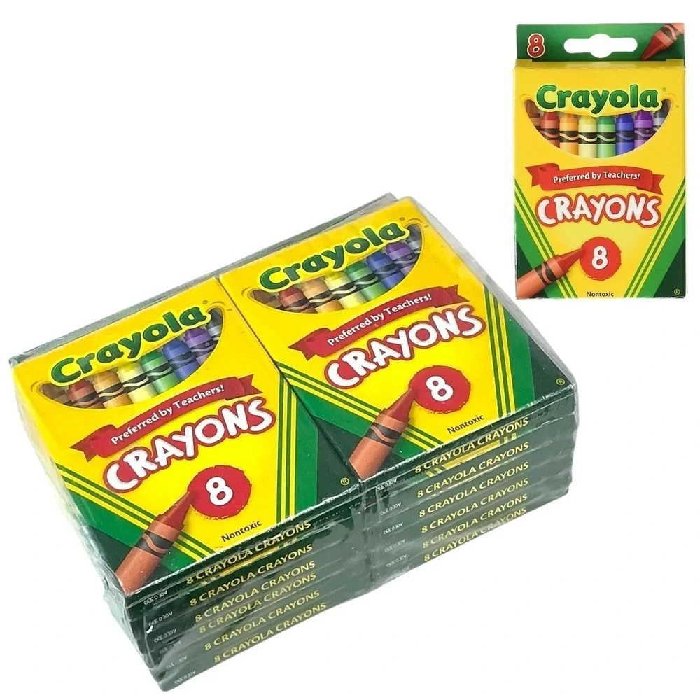 Crayola Crayons Made in USA Non Toxic Non Smudge Formula 8 Ct Boxes 12 Box Lot